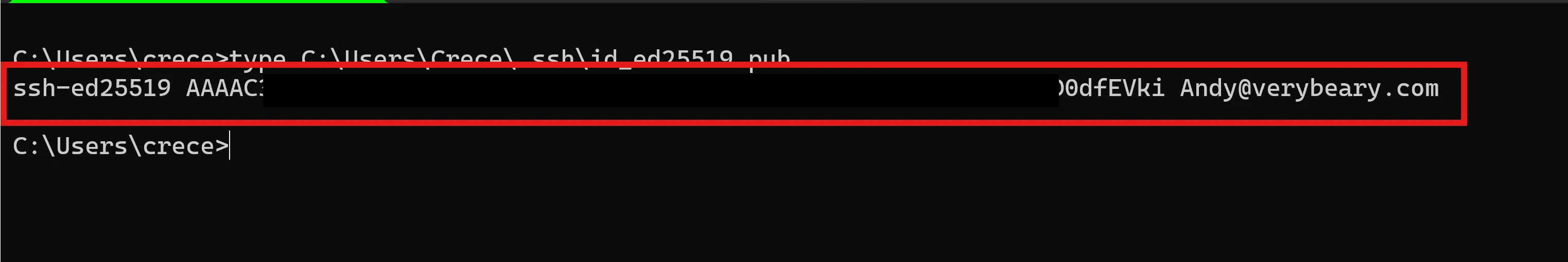 resulting ssh key